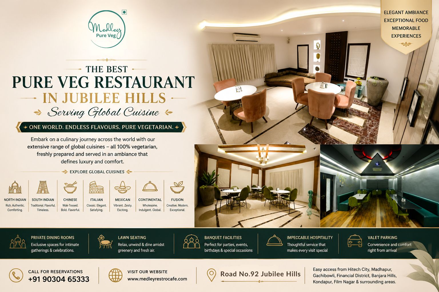 Best Pure Veg Restaurant in Jubilee Hills Serving Global Cuisine