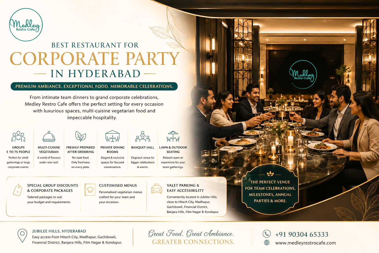 Best Restaurant for Corporate Party in Jubilee Hills Hyderabad Medley Restro Cafe